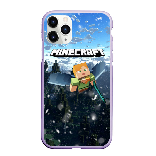 Чехол для iPhone 11 Pro матовый Minecraft Майнкрафт, цвет светло-сиреневый