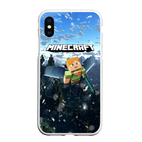 Чехол для iPhone XS Max матовый Minecraft Майнкрафт, цвет белый