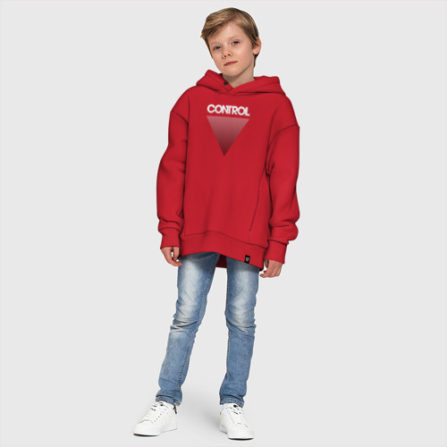 Детское худи Oversize хлопок Control Gradient Logo, цвет красный - фото 11