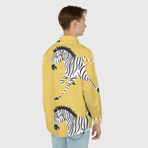 Мужская рубашка oversize 3D с принтом Зебра арт, вид сзади #2