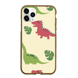 Чехол для iPhone 11 Pro Max матовый Динозаврики