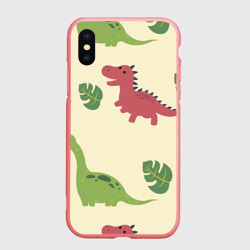 Чехол для iPhone XS Max матовый Динозаврики