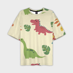 Мужская футболка oversize 3D Динозаврики