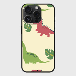 Чехол силиконовый для Apple iPhone 15 Pro матовый Динозаврики