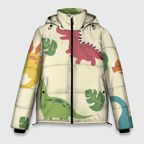 Мужская зимняя куртка 3D Динозаврики, цвет красный