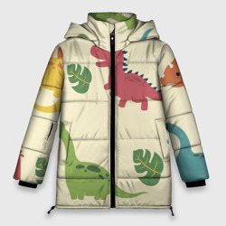 Женская зимняя куртка Oversize Динозаврики