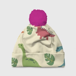 Шапка 3D c помпоном Динозаврики