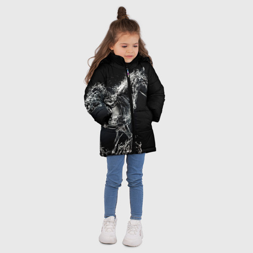 Зимняя куртка для девочек 3D с принтом Скакун, вид сбоку #3