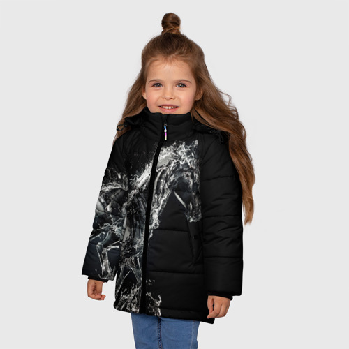 Зимняя куртка для девочек 3D с принтом Скакун, фото на моделе #1