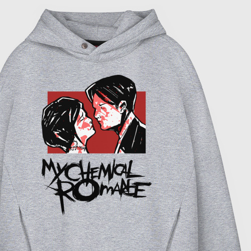 Мужское худи Oversize хлопок My Chemical Romance, цвет меланж - фото 4