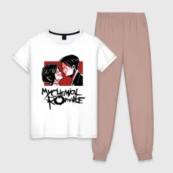 Женская пижама с белой футболкой хлопок My Chemical Romance