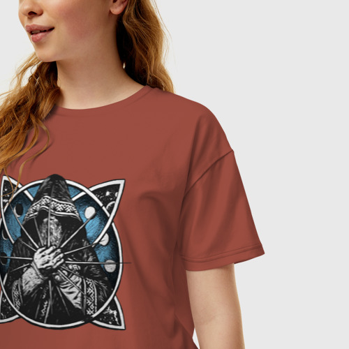Женская футболка хлопок Oversize Нейромонах Феофан, цвет кирпичный - фото 3