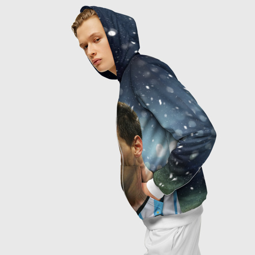 Мужская толстовка 3D на молнии Лео Месси, цвет белый - фото 5
