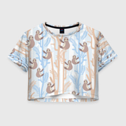 Женская футболка Crop-top 3D Ленивец стайл