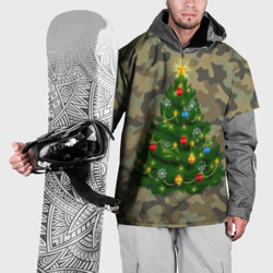 Накидка на куртку 3D Ёлка на армейском камуфляже для нового года
