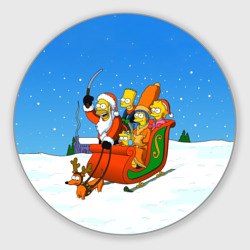 Круглый коврик для мышки Simpsons New Year