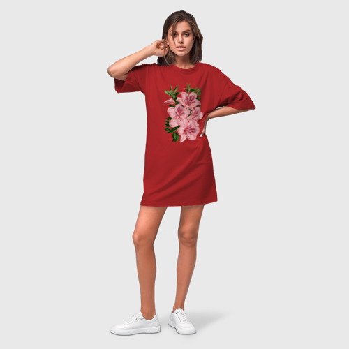 Платье-футболка хлопок Лилии, цвет красный - фото 3