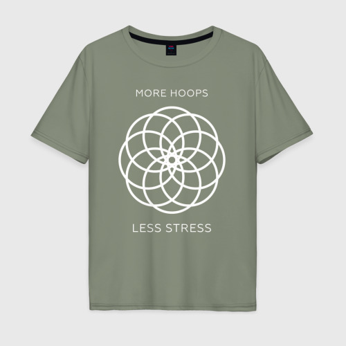 Мужская футболка хлопок Oversize More hoops, less stress, цвет авокадо