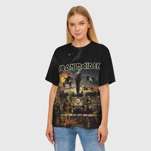 Женская футболка oversize 3D Iron Maiden, цвет 3D печать - фото 3