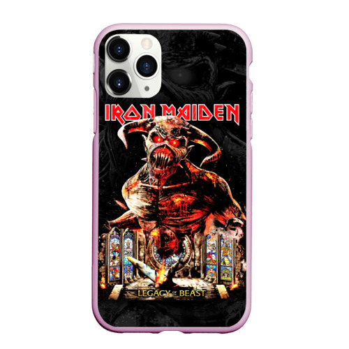 Чехол для iPhone 11 Pro Max матовый Iron Maiden, цвет розовый