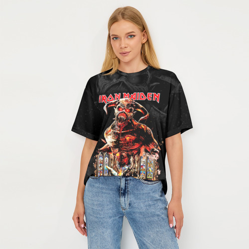 Женская футболка oversize 3D Iron Maiden, цвет 3D печать - фото 5