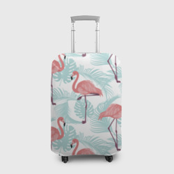 Чехол для чемодана 3D Узор фламинго и тропических растений