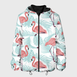 Мужская куртка 3D Узор фламинго и тропических растений