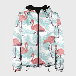 Женская куртка 3D Узор фламинго и тропических растений