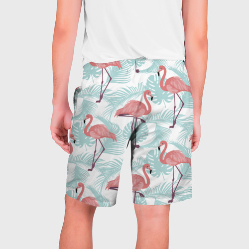 Мужские шорты 3D Узор фламинго и тропических растений, цвет 3D печать - фото 2