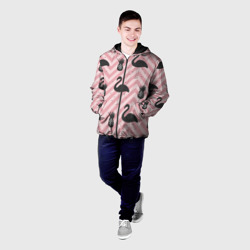 Мужская куртка 3D Черный фламинго арт - фото 2
