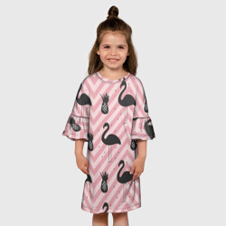 Детское платье 3D Черный фламинго арт - фото 2