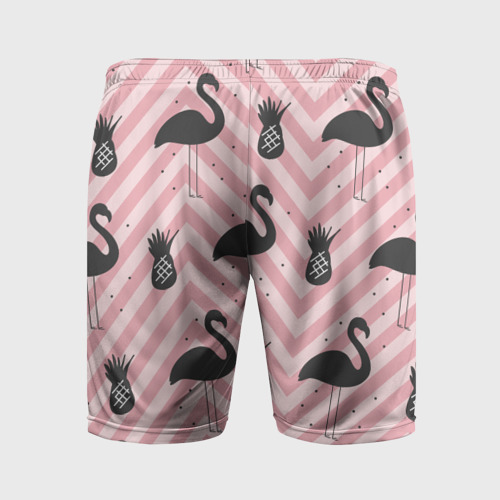 Мужские шорты спортивные Черный фламинго арт, цвет 3D печать - фото 2