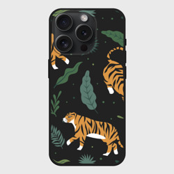 Чехол силиконовый для Apple iPhone 15 Pro Мax матовый Тропический тигр
