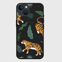 Чехол для iPhone 14 Тропический тигр
