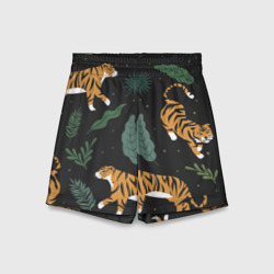 Детские спортивные шорты 3D Тропический тигр