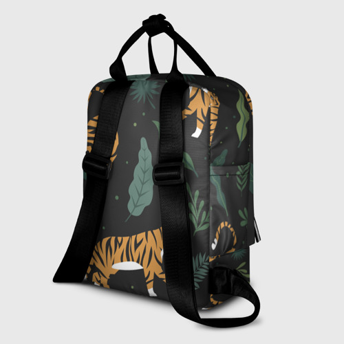 Женский рюкзак 3D с принтом Тропический тигр, вид сзади #1