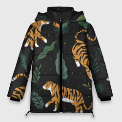 Женская зимняя куртка Oversize Тропический тигр