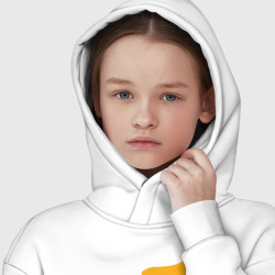 Худи с принтом Огненный слайм-мини версия для ребенка, вид на модели спереди №4. Цвет основы: белый