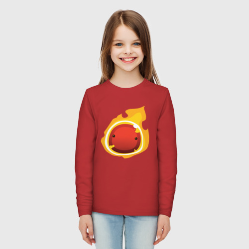 Детский лонгслив хлопок Огненный слайм-мини версия, цвет красный - фото 5