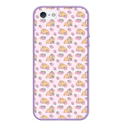 Чехол для iPhone 5/5S матовый Морские свинки с клубникой