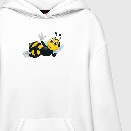 Худи SuperOversize хлопок Пчела, цвет белый - фото 3