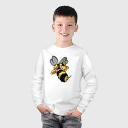 Лонгслив с принтом Злая Пчела для мужчины, вид на модели спереди №2. Цвет основы: белый