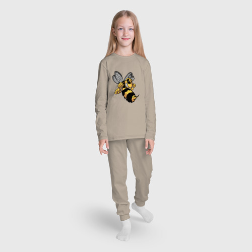 Детская пижама с лонгсливом хлопок Злая Пчела, цвет миндальный - фото 5