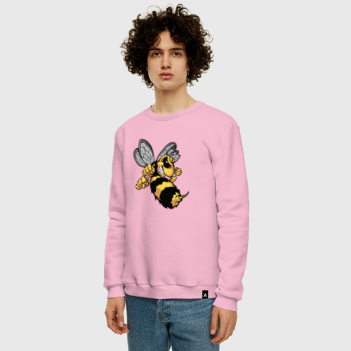 Мужской свитшот хлопок Злая Пчела, цвет светло-розовый - фото 3