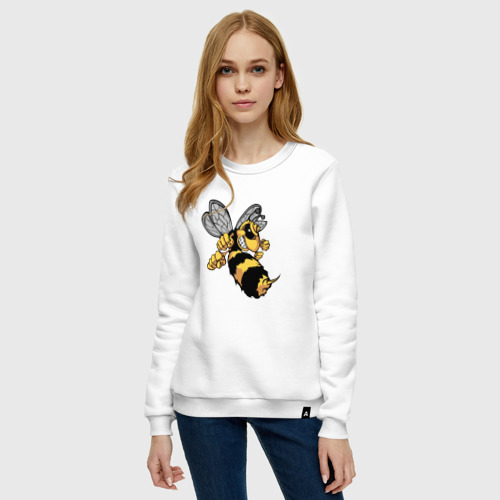 Женский свитшот хлопок Злая Пчела, цвет белый - фото 3