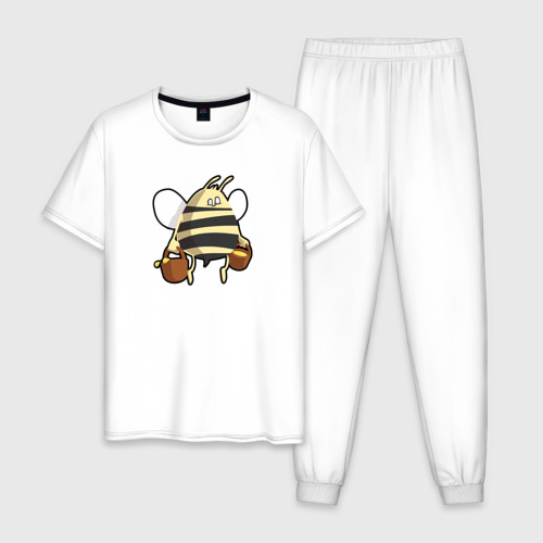 Мужская пижама хлопок Пчела С Медом, цвет белый