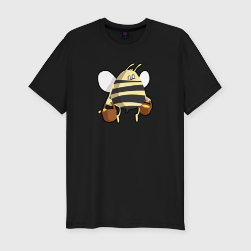 Мужская футболка хлопок Slim Пчела С Медом, цвет черный