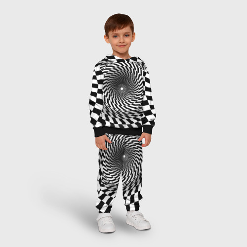 Детский костюм с толстовкой 3D Оптические квадраты, цвет черный - фото 3