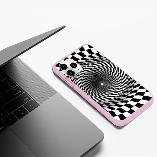 Чехол для iPhone 11 Pro Max матовый Оптические квадраты, цвет розовый - фото 5