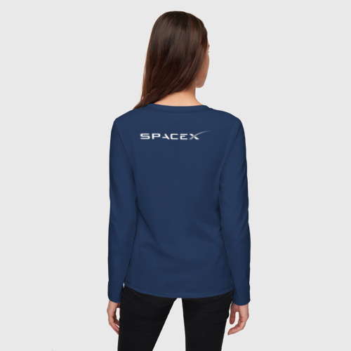 Женский лонгслив хлопок Spacex - Илон Маск на спине, цвет темно-синий - фото 4